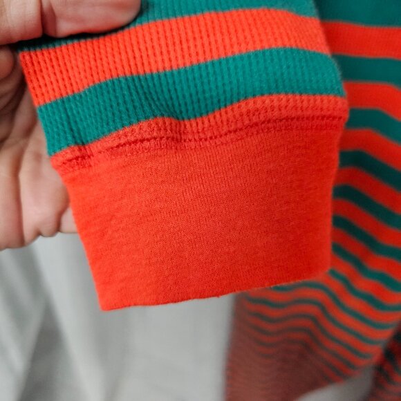 Old Navy Onesie Union Jack Pajamas Thermal Red Green Stripes Leisure Preppy L - Picture 3 of 9